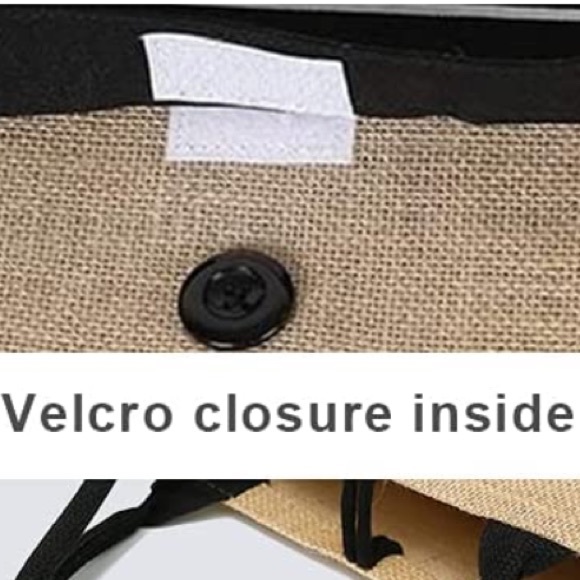 BRAND NEW LARGE STYLISH BURLAP BEACH BAG NWT - Picture 7 of 8